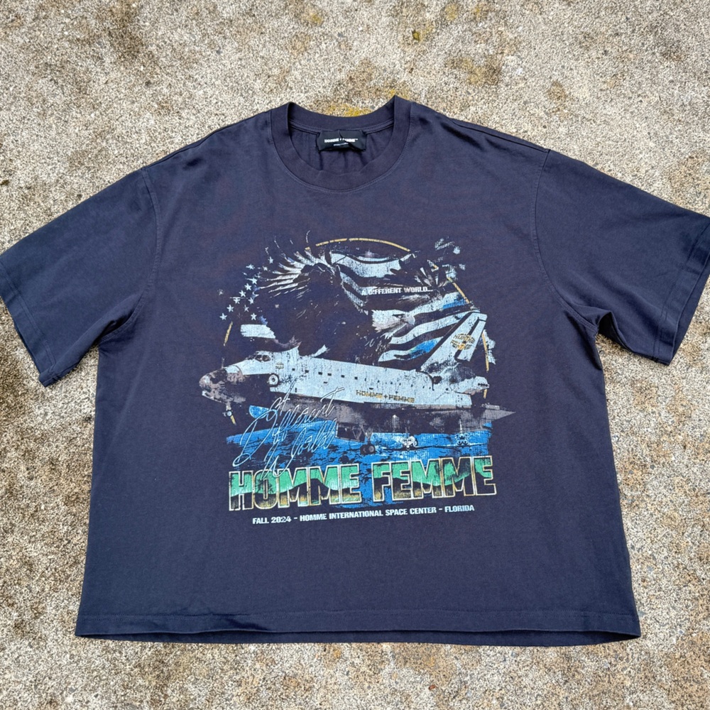 Homme + Femme Space Ship Black Tee size XXL - Picture 2 of 7